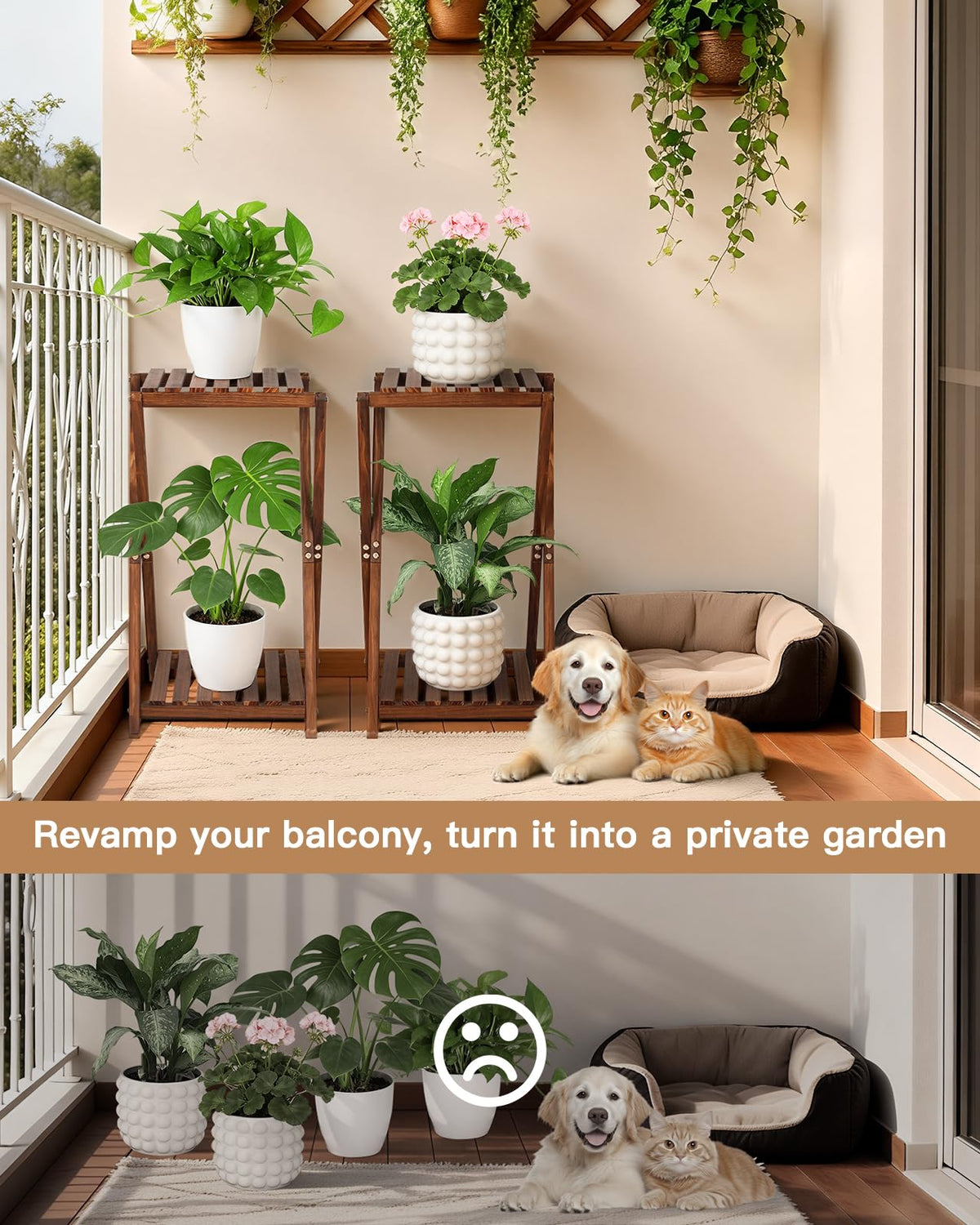 Jotboom Wood Tiered Plant Stand Indoor,Corner Plant Shelf for Indoor Plants