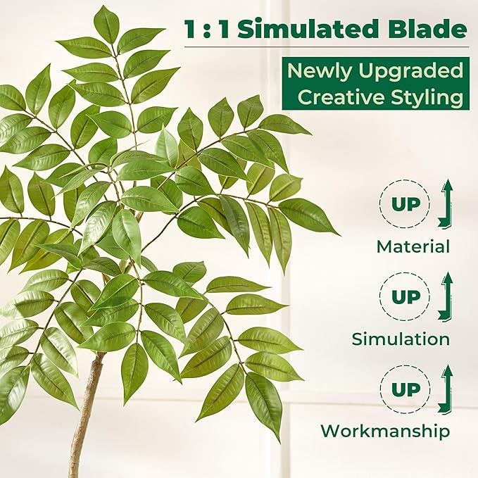 FloraFairy 5.5FT Artificial Sumac Tree with White Pot, Tall Faux Plants Indoor, Large Fake Tree with Nearly Natural Silk Plant (Real Touch), for Home, Office, Living Room, Patio, Lobby Decor