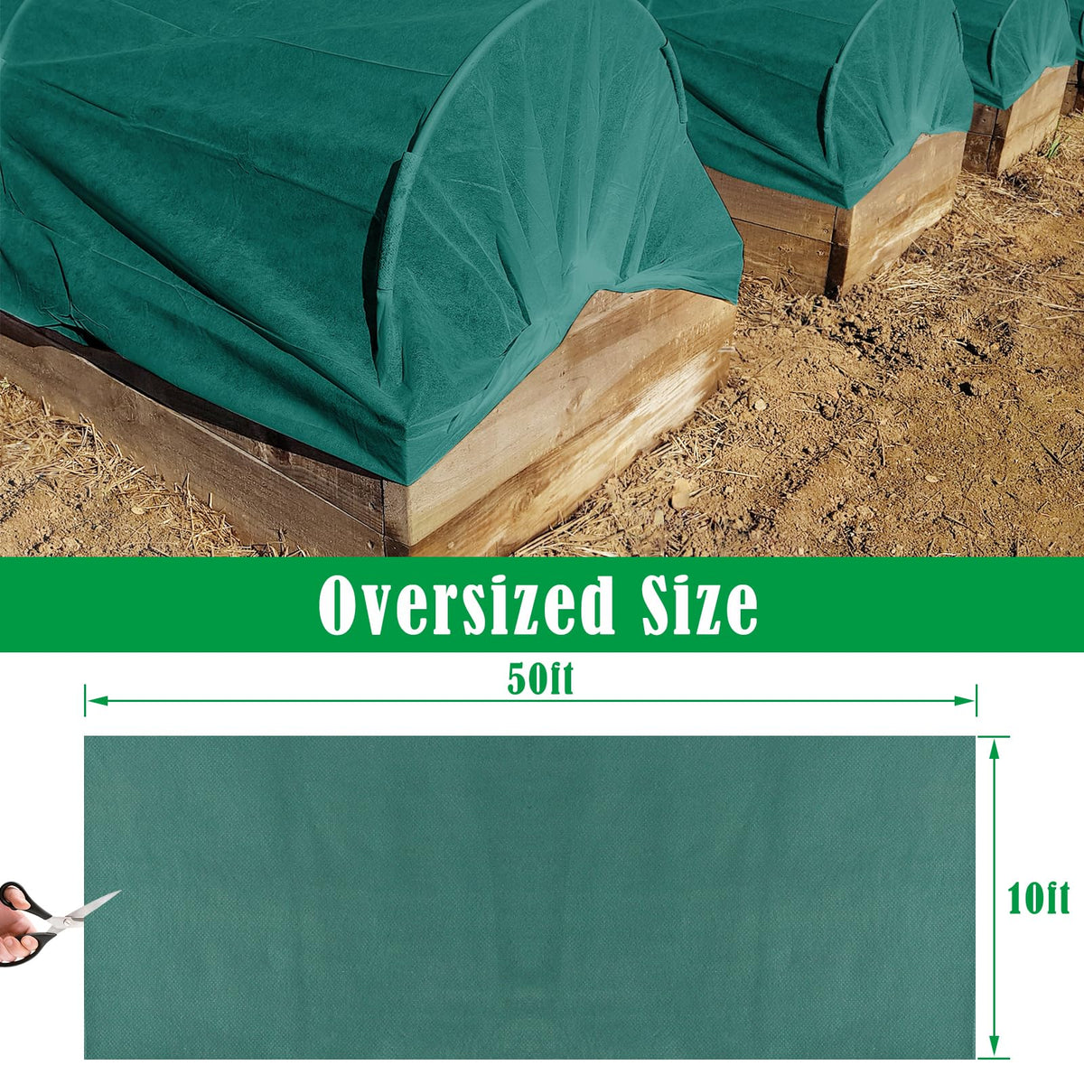 10X50 Ft Plant Cover Freeze Protection, 1.9oz/Yd² Thick Frost Cloth Blanket