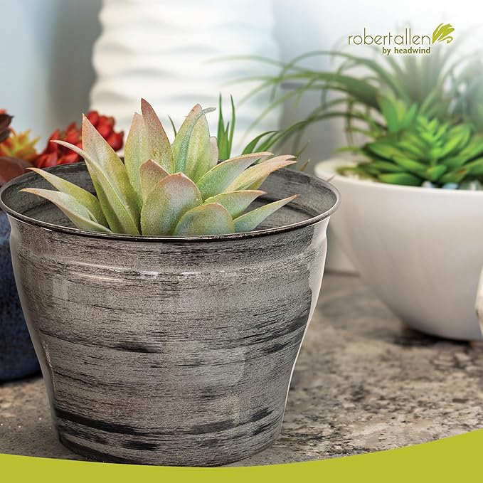 Headwind Glazed Ironstone Vanhorne Collection – 12" Luna Brown Decorative Plant Pot – Lightweight & Triple Coated w/Drainage Flower Pots for Indoor Plants & Outdoor Planter Use by Robert Allen