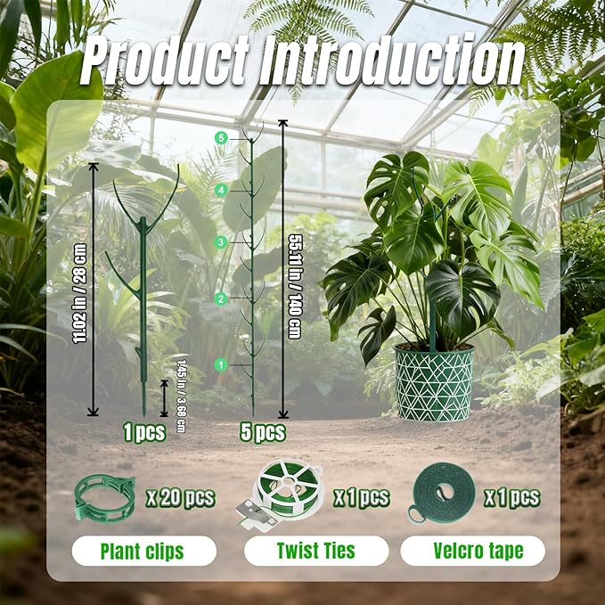 Monstera Plant Support,10 Pack Stackable Garden Plant Stakes for Indoor & Outdoor Plants,Adjustable Climbing Plant Support Poles,Durable Plant Holder for Tall Potted Plants,Vines & Growing Greens