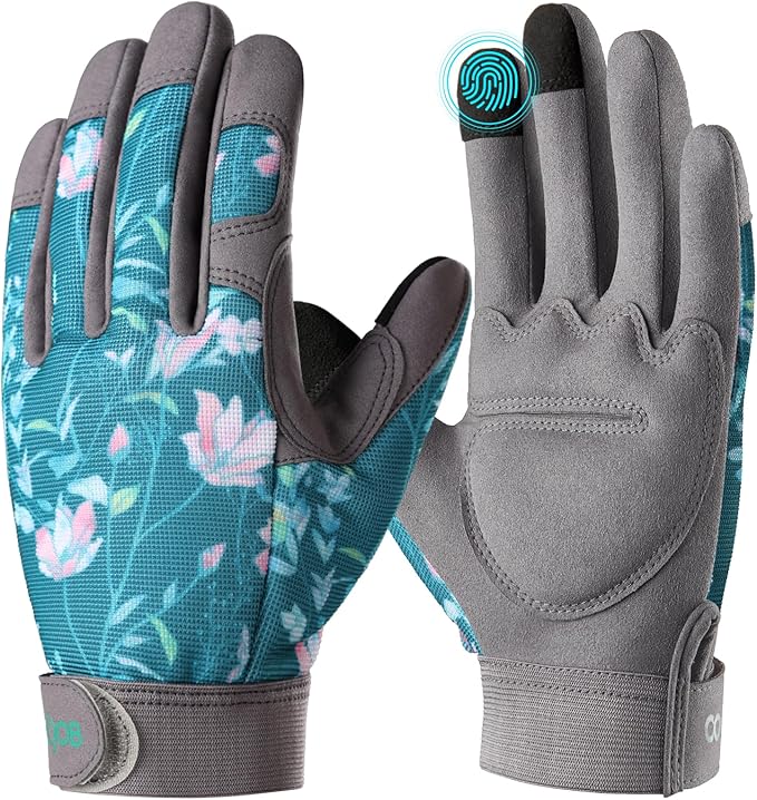 COOLJOB Small Gardening Work Gloves for Women Ladies, Thorn Proof for Rose Pruning, Cactus Handling, Blackberry Bush Planting, Puncture Resistant Anti-Slip Flexible, 1 Pair S Green Glower