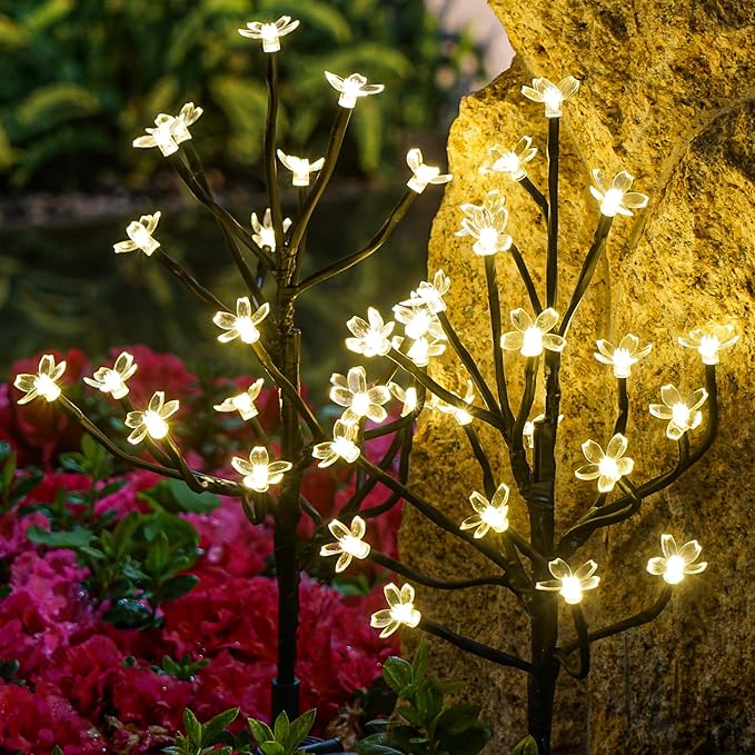 IUEECEN Solar Garden Lights Outdoor,Solar Lights Outdoor Decorative Waterproof for Outside 6Pack, 120Led Solar Flowers Garden Decor, Yard Pathway,Patio Fairy Decorations,Gardening Gifts for Women Mom