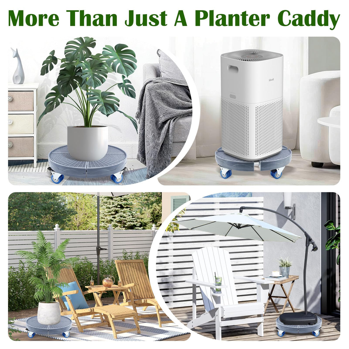 Plant Caddy with Wheels, 15-20 inch Adjustable Rolling Plant Stand, 2 Pack