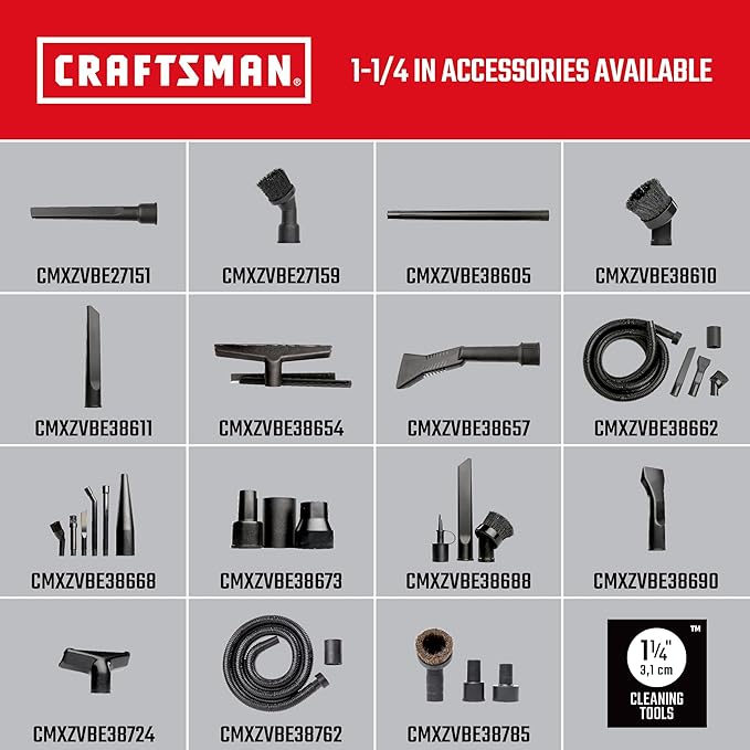 CRAFTSMAN CMXZVBE38657 1-1/4 in. to 2-1/2 in. Claw Nozzle Wet Dry Vac Attachment, Industrial-Grade Shop Vacuum Accessory for Car Cleaning, Adapts to Most 1-1/4 and 2-1/2 inch Hose Diameters