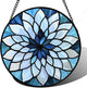 AMDERVEN Stained Glass Suncatcher, Blue White Multi-Petal Flowers Sun Catcher Landscape Stain Glass Window Hanging Decoration Mother's Day Birthday Gifts for Women Men Mom Nana 6.3 in