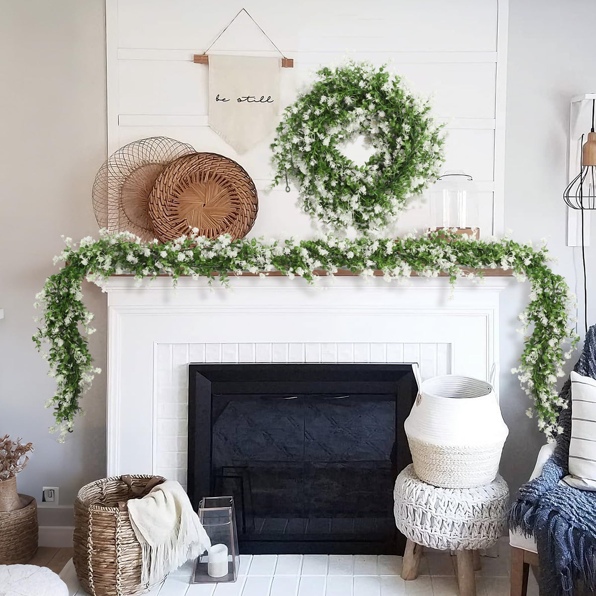 RECUTMS Faux Eucalyptus Garland Plant Fake Vines,Faux Draping Greenery,3Pcs