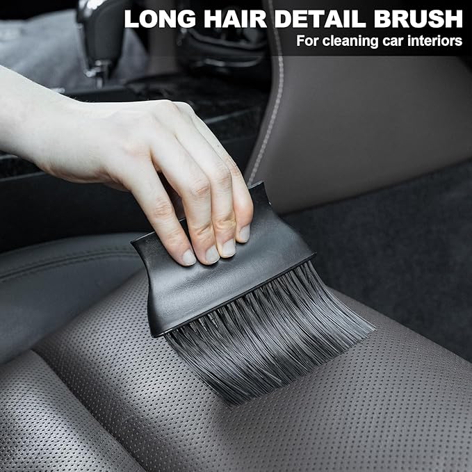 ThinkLearn Car Interior Detailing Kit, Car Cleaning Kit Interior, Including 7Pcs Auto Detailing Brush Set and Storage Bag, Car Accessories Supplies Tools for Auto Truck Cleaning