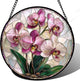 AMDERVEN Stained Glass Window Hanging - Pink Purple Phalaenopsis Flowers Sun Catcher for Door Home Decor Plant Suncatcher Christmas Mother's Day Birthday Gifts for Women Men Mom Nana 9.8 in