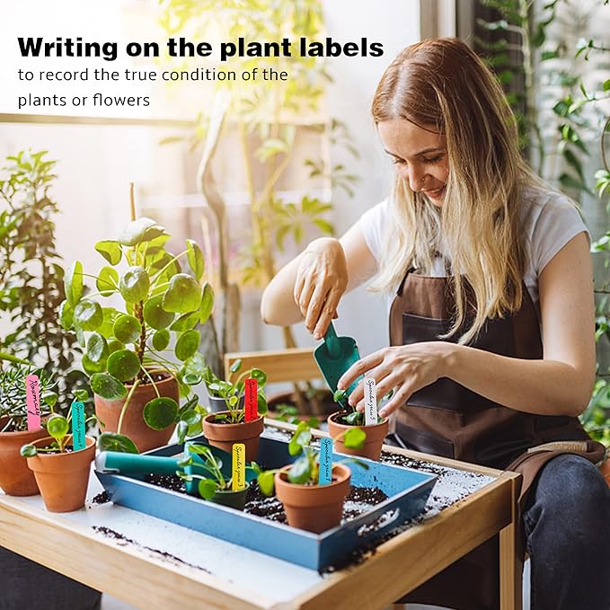 Plant Labels 500Pcs 4 Inch Plastic Plant Name Tags for Seedlings Garden Labels Markers Nursery Plant Tags Seed Labels for Outdoor Garden Plant Label Stakes with Permanet Marking Pen (Mix-Color)