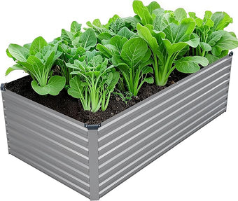 DIIYIV 6x3x2FT Galvanized Raised Garden Bed Kit,Vegetable Plant Boxes-Rectangle Metal Flower Box,Large Planter Raised Beds Outdoor Garden for Planting,Fruit,Herb-Silver