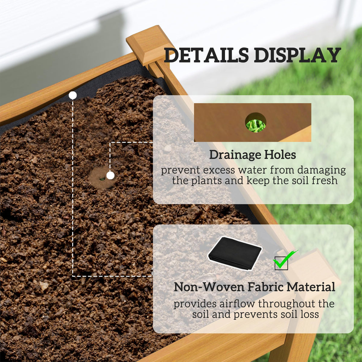 Outsunny Raised Garden Bed with PE Greenhouse Cover 48x22x46 inch Sand