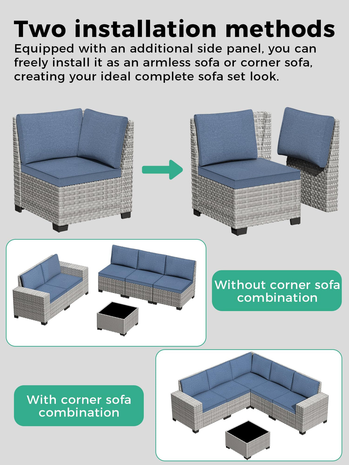 12 Piece Outdoor Wicker Patio Furniture Set Rattan Outdoor Sectional Sofa