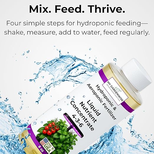 Liquid Plant Food – Hydroponics Nutrients for Indoor House Plants, Tomato, Strawberry, Lucky Bamboo, Lettuce, Vegetable Garden & Herbs – Aero Nutrients Liquid Fertilizer for All Growing Systems (32oz)