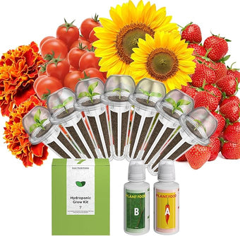 inbloom Vibrant Wildflower & Fruit Mixd Seed Pod Kit for AeroGarden, Ahopegarden Hydroponics Growing System, 7-Pods (350+ Seeds, Include Dwarf Sunflower, Marigold, Red Cherry Tomato, Red Strawberry