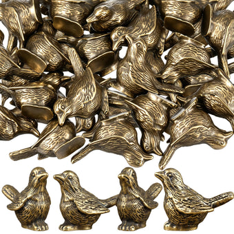 Civaner 50 Pcs Mini Brass Color Figurines Small Sparrow Statue,Basic Styles