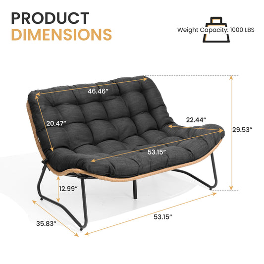 Crestlive Products Outdoor Loveseat, Patio Conversation Set (2PCS Black)