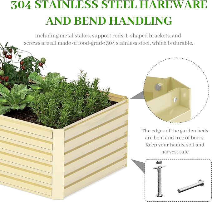 8x4x2 ft Outdoor Raised Garden Bed, Large Metal Planter Raised Beds, Planters for Outdoor Plants for Vegetables, Flowers, Herbs, Fruits, and Succulents.(4 Pcs,Yellow)
