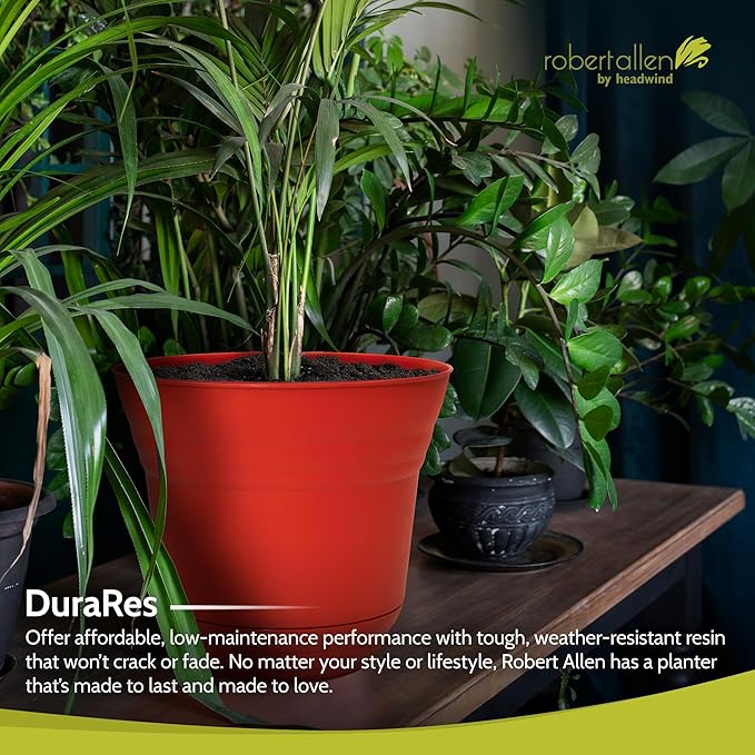 Headwind Traverse Planters – 7" 2 Pack Plastic Plant Pot in Brick Red - Indoor & Outdoor Pots for Plants with Drainage - Decorative Plant Pot, Flower Pots Outdoor for Garden by Robert Allen