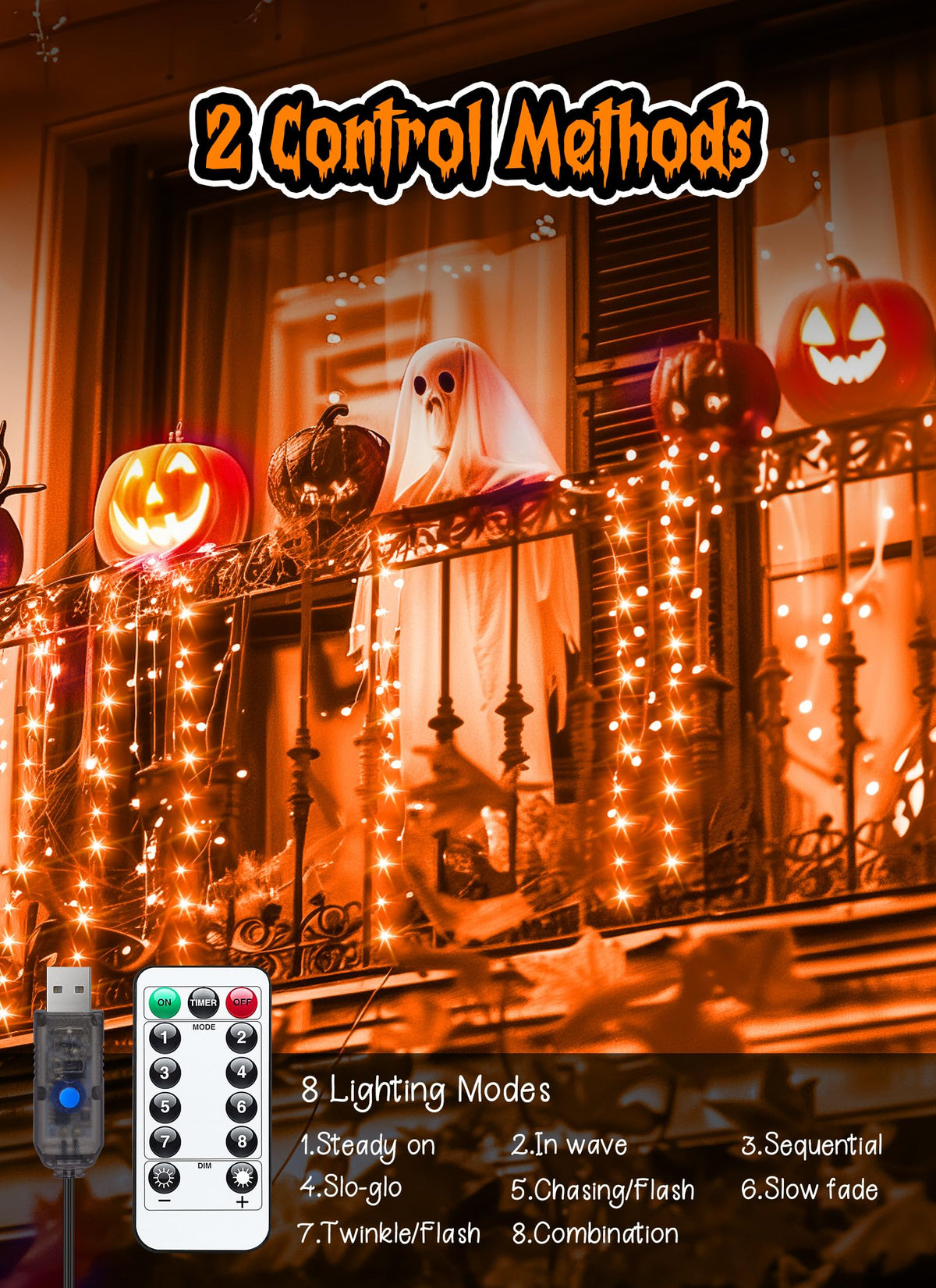 Minetom Halloween Fairy Lights Plug in, 33ft 100LED Twinkle String Lights