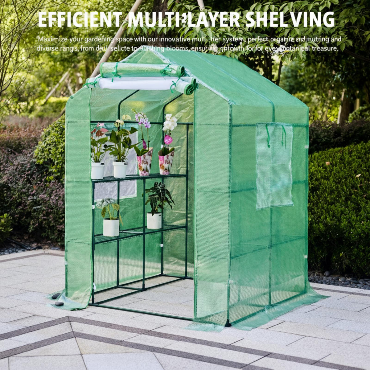 Solayis 56x55x74 Inch Greenhouse for Outdoors,3 Tier 8 Shelves Green