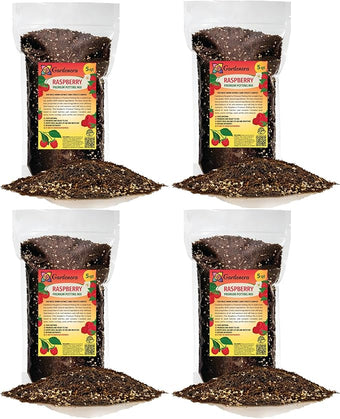 Gardenera Premium Raspberry Potting Soil Mix - Optimal Blend for Thriving and Juicy Berries - 20 Quart