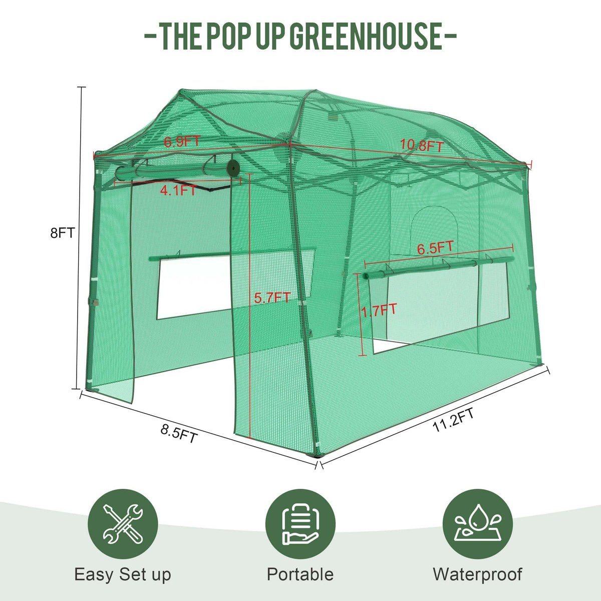 Yardsight 11 x 8.5 ft Portable Pop-up Walk-in Greenhouse