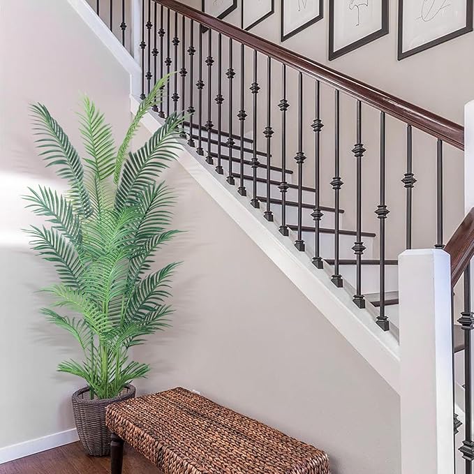 HAIHONG 6FT Artificial Palm Tree,Faux Areca Palm Plant with Real Touch Leaves and Adjustable Branches,Fake Tropical Palm Tree for Home Office Indoor Outdoor Modern Decoration