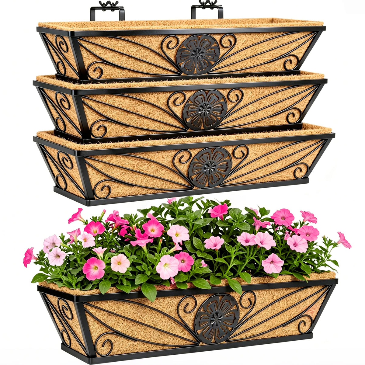 MUYEZHIYU 4 Pack 24 Inch Railing Planter Boxes