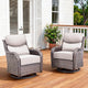 Luxury Outdoor Swivel Rocker Patio Chairs Set of 2 with 6-Inch Thick Cushions, High Back Swivel Patio Chairs Wicker Outdoor Gliders for Porch, Yard, Deck, Poolside, Brown/Beige