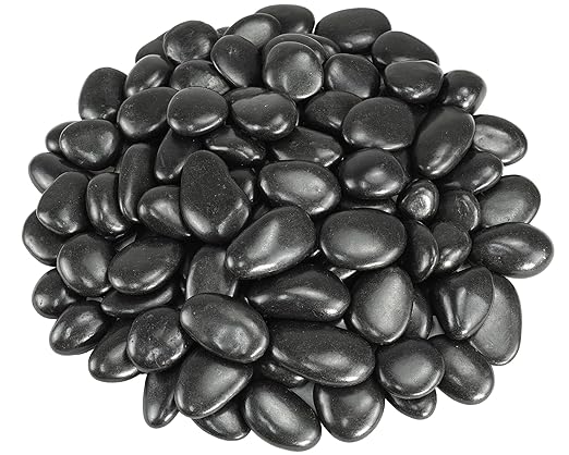 GreenVibe River Rocks for Landscaping, 40lbs Black Pebbles for Indoor Plants, 1-2 Inch Decorative Rocks for Planters, High Polished Stones for Vase Filler Fish Tank Garden
