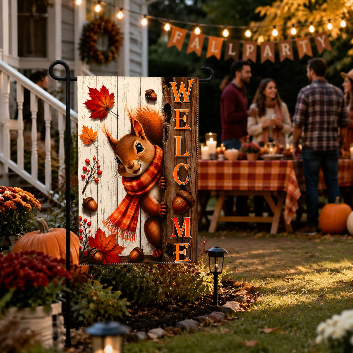 Fall Decor - Squirrel Welcome Garden Flag | Thanksgiving Decorations