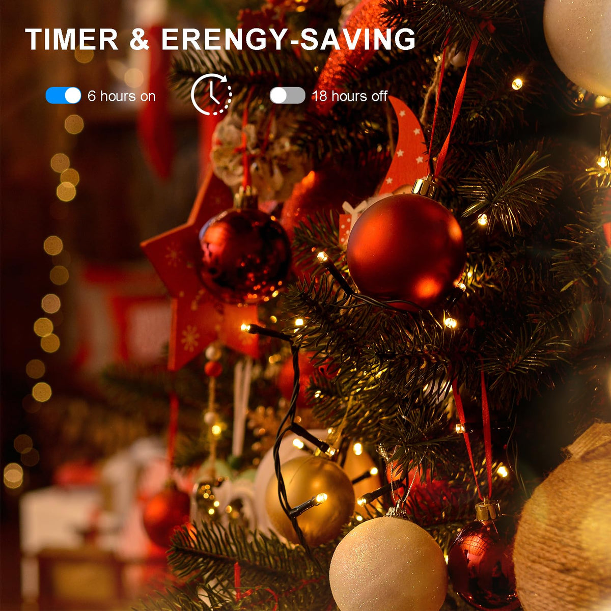 4 Pack Battery Operated Outdoor String Lights Timer Christmas Wreath Lights