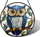 DASTOLL Stained Glass Window Hanging, Owl Gifts for Women Sun Catchers Diamond Glass Panel Hangings Birds Suncatcher Decor for Birthday for Women, Men, Wife, Aunt,and Mom 7.8X7.8IN