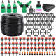 Garden Automatic Irrigation System 164FT 200 Pack Drip Irrigation Kit 1/4" Blank Distribution Tubing Watering Drip Kit Automatic Irrigation Equipment for Garden,Patio,Greenhouse, Flower Bed,Lawn