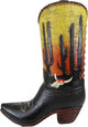 Ebros Gift Rustic Western Faux Tooled Leather Cowboy Cowgirl Boot with Sunrise Dawn Desert Cactus and Cow Skull Decorative Figurine Or Floral Vase Planter Table Countertop Accent