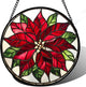 Stained Glass Window Hanging - Red Poinsettia Birth Flower Suncatcher for Door Garden Yard Sun Catchers Decor Christmas Mother's Day Birthday Gifts for Women Mom Nana Friend Men 6.3 in
