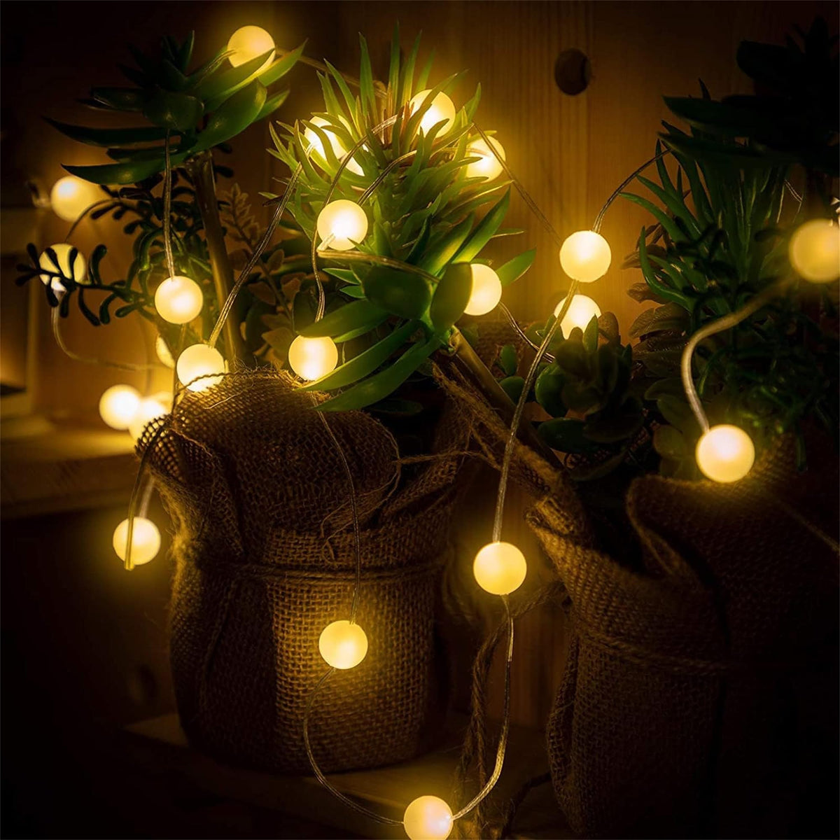Hiboom 1 Pack Globe Ball String Lights, 10 Ft 30 LEDs 8 Lighting Modes