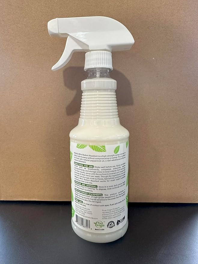Mighty Mint Peppermint Oil Rodent Repellent Spray – Natural Indoor & Outdoor Control for Mice and Rats – Plant-Based, Extra-Strong Formula - 16 oz (Pack of 2)