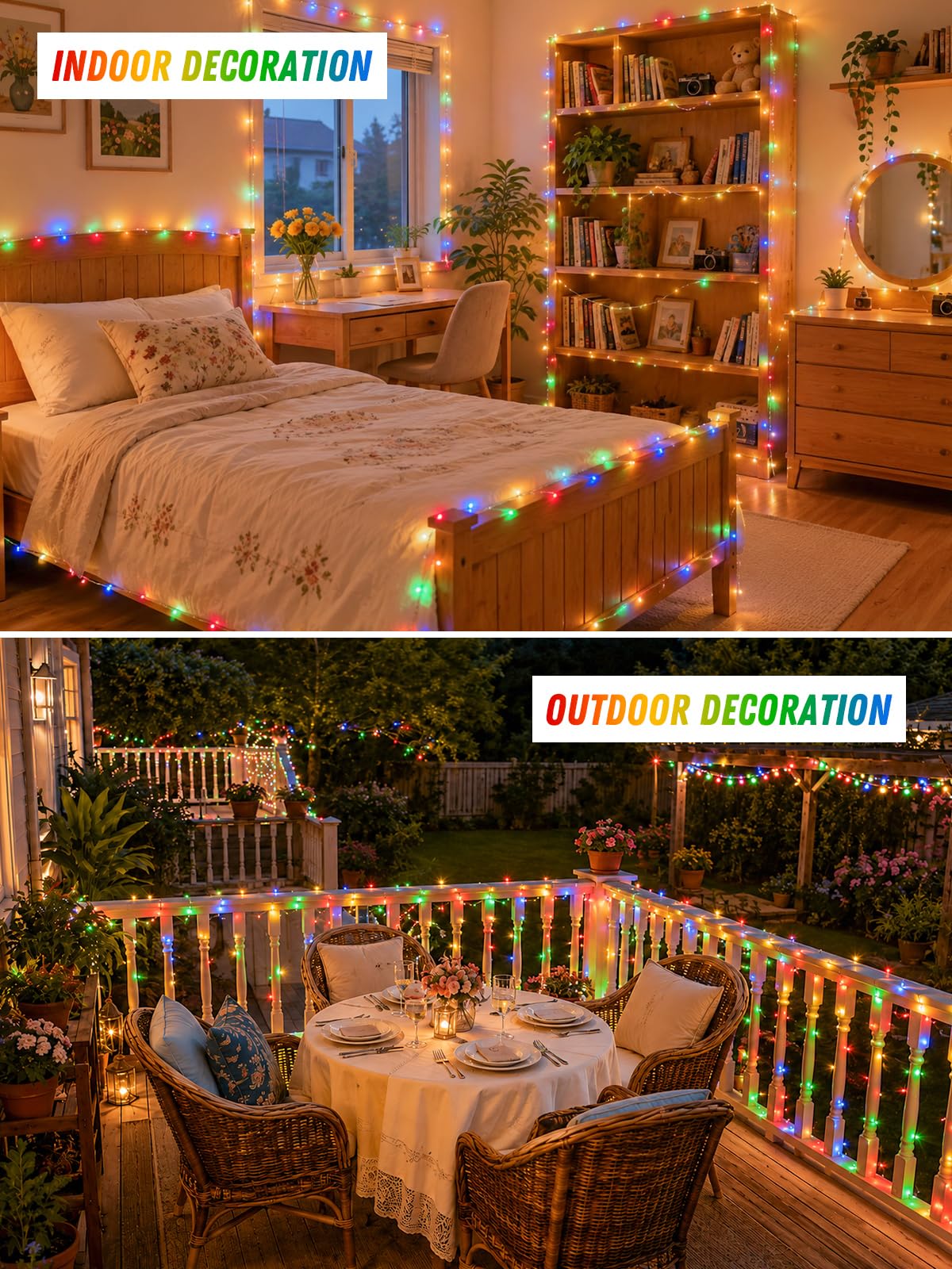 2 Pack 100 LED Fairy Lights Battery Operated with Remote, 33 FT Multicolor