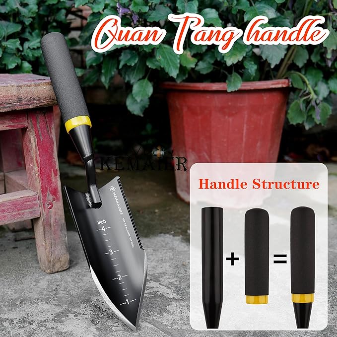 Garden Tool Set - Featuring a Heavy-Duty Stainless Steel Hand Cultivator, Transplant Shovel, Trowel, Crack Weeder, and Dandelion Weeder - The Ultimate, Unbreakable Gardening Gift