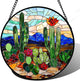 DASTOLL Stained Glass Window Hanging, Green Cactus Suncatcher for Doors Window Home Plant Landscape Sun Catchers Decoration Mother's Day Birthday Gifts for Women, Men, and Mom 15 in