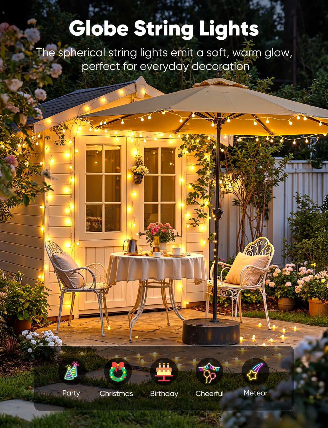Minetom Globe String Lights, 66 Feet 200 Led Fairy Lights Plug in