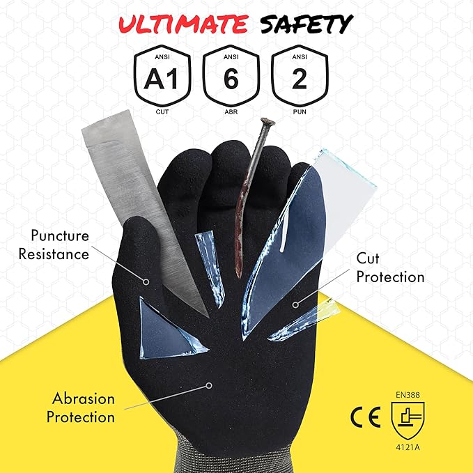Quest Protective Apparel Cut Resistant Work Gloves (ANSI A1) – Lightweight Graphene Gloves for Gardening,DIY, Mechanical & General Handling – Breathable Grip Gloves for Men & Women – Small, Case of 72
