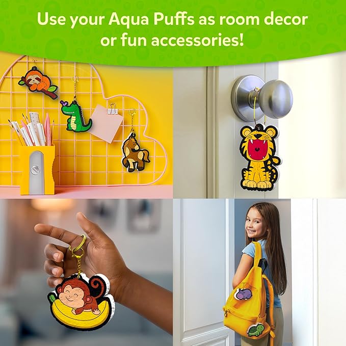 Skillmatics 3D Art Kit - Aqua Puffs Animals, Mess-Free Paint by Number Craft for Kids, DIY Color & Inflate Activity, Travel & Creative Gift for Girls & Boys Ages 4, 5, 6, 7, 8, 9, 10