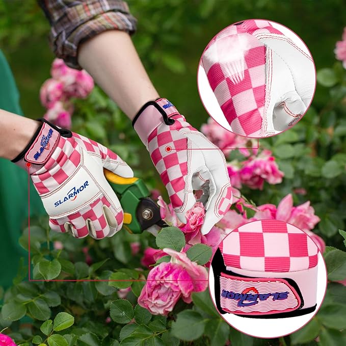 Leather-Gardening-Gloves for Women,Thorn-Proof Work-Gloves for Weeding,Digging,Planting,Pruning Yard garden Gloves