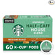 Starbucks K-Cup Coffee Pods, Medium Roast Hot or Iced Coffee, Half-Caff House Blend, 60 Keurig Pods