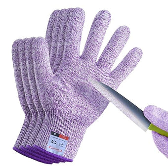 Cutting Gloves, 2 Pairs of Cut Resistant Gloves Food Grade, Cut Resistant Gloves for Kitchen, Oyster Shucking, Fish Fillet Processing, Carving Wood and Gardening(Small-Violet)
