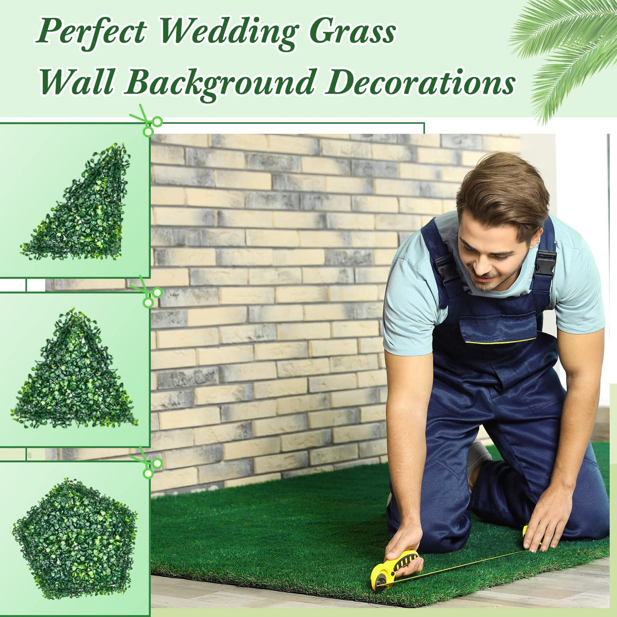 Crowye 24 Pcs 10 x 10 Inch Grass Wall Panel, Artificial Boxwood Wall Panels