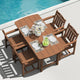 5-Piece Outdoor Dining Furniture Set with Chairs, All-Weather HDPE Patio Table and 4 Chairs, Umbrella Hole, for Garden Backyard or Deck - Teak